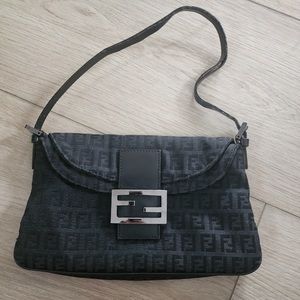 Fendi Zucca Zia vintage forever black monogram jacquard canvas bag